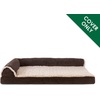 Furhaven Replacement Dog Bed Cover Two-Tone Faux Fur & Suede L Shaped Chaise, Machine Washable – Stone Gray, Jumbo (X-Large)(Espresso)