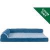 Furhaven Replacement Dog Bed Cover Two-Tone Faux Fur & Suede L Shaped Chaise, Machine Washable – Stone Gray, Jumbo (X-Large)(Marine Blue)