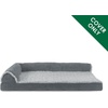 Furhaven Replacement Dog Bed Cover Two-Tone Faux Fur & Suede L Shaped Chaise, Machine Washable – Stone Gray, Jumbo (X-Large)(Stone Gray)