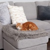 Furhaven Self-Warming Cat Bed for Indoor Cats, 4-Beds-in-1 & Washable – Plush Long Faux Fur Convertible Cuddler – Gray, Small(Small (Pack of 2))