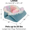 Furhaven Self-Warming Cat Bed for Indoor Cats, 4-Beds-in-1 & Washable – Plush Long Faux Fur Convertible Cuddler – Rainbow, Large