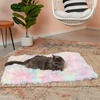 Furhaven Self-Warming Cat Bed for Indoor Cats, 4-Beds-in-1 & Washable – Plush Long Faux Fur Convertible Cuddler – Rainbow, Large