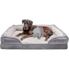 FurHaven Cooling Gel Dog Bed for Large Dogs, Perfect Comfort Sofa Bed, Cool Gel-Top Foam & Solid Orthopedic Foam Base for Joint Support, Removable Washable Cover, Jumbo XL, Plush & Velvet, Brownstone(Dino Toy + Granite Gray)