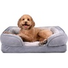 FurHaven Cooling Gel Dog Bed for Large Dogs, Perfect Comfort Sofa Bed, Cool Gel-Top Foam & Solid Orthopedic Foam Base for Joint Support, Removable Washable Cover, Jumbo XL, Plush & Velvet, Brownstone(Granite Gray)