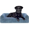 FurHaven Dog Bed Cover Replacement, Sofa-Style Design with Soft, Breathable Fabric for Cozy Comfort, Machine Washable, Jumbo Plus XXL, Plush & Velvet Waves, Brownstone((Faux Fur & Velvet) Harbor Blue)