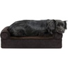 FurHaven Dog Bed Cover Replacement, Sofa-Style Design with Soft, Breathable Fabric for Cozy Comfort, Machine Washable, Jumbo Plus XXL, Plush & Velvet Waves, Brownstone((Sherpa & Chenille) Coffee)