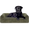 FurHaven Dog Bed Cover Replacement, Sofa-Style Design with Soft, Breathable Fabric for Cozy Comfort, Machine Washable, Jumbo Plus XXL, Plush & Velvet Waves, Brownstone((Faux Fur & Velvet) Dark Sage)
