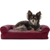 FurHaven Dog Bed Cover Replacement, Sofa-Style Design with Soft, Breathable Fabric for Cozy Comfort, Machine Washable, Jumbo Plus XXL, Plush & Velvet Waves, Brownstone(Wine Red (Quilted Sofa))