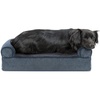 FurHaven Dog Bed Cover Replacement, Sofa-Style Design with Soft, Breathable Fabric for Cozy Comfort, Machine Washable, Jumbo Plus XXL, Plush & Velvet Waves, Brownstone((Sherpa & Chenille) Orion Blue)