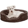 FurHaven Dog Bed for Small Dogs, Oval Lounger with Soft Pillow Cushion Insert for Cozy Comfort, Removable Washable Cover, Small, Faux Fur & Suede, Gray(Plush Chocolate)