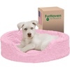 FurHaven Dog Bed for Small Dogs, Oval Lounger with Soft Pillow Cushion Insert for Cozy Comfort, Removable Washable Cover, Small, Faux Fur & Suede, Gray(Plush Pink)