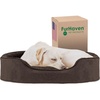 FurHaven Dog Bed for Small Dogs, Oval Lounger with Soft Pillow Cushion Insert for Cozy Comfort, Removable Washable Cover, Small, Faux Fur & Suede, Gray(Terry & Suede Espresso)