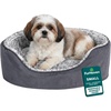 FurHaven Dog Bed for Small Dogs, Oval Lounger with Soft Pillow Cushion Insert for Cozy Comfort, Removable Washable Cover, Small, Faux Fur & Suede, Gray(Two Tone Gray)