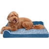 FurHaven Orthopedic Dog Bed for Large Dogs, L-Shaped Chaise Contour Mattress with Solid Orthopedic Foam Slab for Joint Support, Removable Washable Cover, Jumbo Plus XXL, Faux Fur & Suede, Espresso(Marine Blue)
