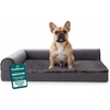 FurHaven Orthopedic Dog Bed for Large Dogs, L-Shaped Chaise Contour Mattress with Solid Orthopedic Foam Slab for Joint Support, Removable Washable Cover, Jumbo Plus XXL, Faux Fur & Suede, Espresso(Platinum Gray)