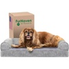 FurHaven Orthopedic Dog Bed for Large Dogs, Sofa-Style with Cool Gel-Top Foam with a Solid Orthopedic Foam Base for Joint Support, Removable Washable Cover, Jumbo XL, Plush & Suede, Gray(Smoke Gray)