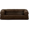 FurHaven Orthopedic Dog Bed for Large Dogs, Sofa-Style with Cool Gel-Top Foam with a Solid Orthopedic Foam Base for Joint Support, Removable Washable Cover, Jumbo XL, Plush & Suede, Gray(Espresso)