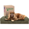 FurHaven Orthopedic Dog Bed for Large Dogs, Sofa-Style with Cool Gel-Top Foam with a Solid Orthopedic Foam Base for Joint Support, Removable Washable Cover, Jumbo XL, Plush & Suede, Gray(Dark Sage)