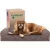 FurHaven Orthopedic Dog Bed for Large Dogs, Sofa-Style with Cool Gel-Top Foam with a Solid Orthopedic Foam Base for Joint Support, Removable Washable Cover, Jumbo XL, Plush & Suede, Gray(Driftwood Brown)