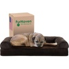FurHaven Orthopedic Dog Bed for Large Dogs, Sofa-Style with Cool Gel-Top Foam with a Solid Orthopedic Foam Base for Joint Support, Removable Washable Cover, Jumbo XL, Plush & Suede, Gray(Coffee)