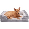 FurHaven Orthopedic Dog Bed for Medium Dogs, Perfect Comfort Sofa with Removable Bolsters with Orthopedic Egg Crate Foam for Joint Support, Washable Cover, Medium, Plush & Velvet Waves, Brownstone(Granite Gray)