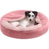 Furhaven 24″ Round Calming Donut Dog Bed for Indoor Cats & Small Dogs, Washable, For Dogs Up to 20 lbs – Plush Velvet Waves Hooded Donut Bed – Rose Pink, Small(Rose Pink)