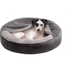 Furhaven 24″ Round Calming Donut Dog Bed for Indoor Cats & Small Dogs, Washable, For Dogs Up to 20 lbs – Plush Velvet Waves Hooded Donut Bed – Rose Pink, Small(Dark Gray)