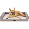 Furhaven Cooling Dog Sofa Bed – Memory Foam Couch with Bolsters, Textured Plush & Water-Resistant Cover, Washable Cover – Greige, Jumbo(Greige)