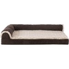Furhaven Cooling Gel Dog Bed for Large Dogs w/ Removable Bolsters & Washable Cover, For Dogs Up to 125 lbs – Two-Tone Plush Faux Fur & Suede L Shaped Chaise – Espresso, Jumbo Plus/XXL((Two-Tone Faux Fur & Suede) Espresso)