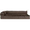 Furhaven Cooling Gel Dog Bed for Large Dogs w/ Removable Bolsters & Washable Cover, For Dogs Up to 125 lbs – Two-Tone Plush Faux Fur & Suede L Shaped Chaise – Espresso, Jumbo Plus/XXL((Plush & Velvet) Sable Brown)
