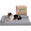 Furhaven Cooling Gel Dog Bed for Large Dogs w/ Removable Bolsters & Washable Cover, For Dogs Up to 125 lbs – Two-Tone Plush Faux Fur & Suede L Shaped Chaise – Espresso, Jumbo Plus/XXL((Quilted Paw) Titanium)