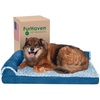 Furhaven Memory Foam Dog Bed for Large Dogs w/ Removable Bolsters & Washable Cover, For Dogs Up to 95 lbs – Two-Tone Plush Faux Fur & Suede L Shaped Chaise – Stone Gray, Jumbo/XL((Plush & Velvet) Sable Brown)