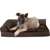 Furhaven Memory Foam Dog Bed for Large Dogs w/ Removable Bolsters & Washable Cover, For Dogs Up to 95 lbs – Two-Tone Plush Faux Fur & Suede L Shaped Chaise – Stone Gray, Jumbo/XL((Two-Tone Faux Fur & Suede) Stone Gray)