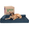 Furhaven Memory Foam Dog Bed for Large Dogs w/ Removable Bolsters & Washable Cover, For Dogs Up to 95 lbs – Two-Tone Plush Faux Fur & Suede L Shaped Chaise – Stone Gray, Jumbo/XL((Two-Tone Faux Fur & Suede) Dark Sage)