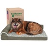 Furhaven Memory Foam Dog Bed for Large Dogs w/ Removable Bolsters & Washable Cover, For Dogs Up to 95 lbs – Two-Tone Plush Faux Fur & Suede L Shaped Chaise – Stone Gray, Jumbo/XL((Quilted Paw) Iceberg Green)