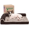 Furhaven Memory Foam Dog Bed for Large Dogs w/ Removable Bolsters & Washable Cover, For Dogs Up to 95 lbs – Two-Tone Plush Faux Fur & Suede L Shaped Chaise – Stone Gray, Jumbo/XL((Plush & Velvet) Deep Sapphire)