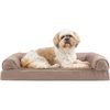 Furhaven Orthopedic Dog Bed for Large/Medium Dogs w/ Removable Bolsters & Washable Cover, For Dogs Up to 55 lbs – Plush & Suede Sofa – Gray, Large(Almondine)