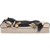 Furhaven Orthopedic Dog Bed for Large/Medium Dogs w/ Removable Bolsters & Washable Cover, For Dogs Up to 55 lbs – Plush & Suede Sofa – Gray, Large(Cream)