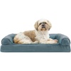 Furhaven Orthopedic Dog Bed for Large/Medium Dogs w/ Removable Bolsters & Washable Cover, For Dogs Up to 55 lbs – Plush & Suede Sofa – Gray, Large(Deep Pool)