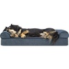 Furhaven Orthopedic Dog Bed for Large/Medium Dogs w/ Removable Bolsters & Washable Cover, For Dogs Up to 55 lbs – Plush & Suede Sofa – Gray, Large(Orion Blue)