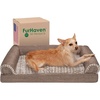 Furhaven Orthopedic Dog Bed for Large/Medium Dogs w/ Removable Bolsters & Washable Cover, For Dogs Up to 55 lbs – Plush & Suede Sofa – Gray, Large(Woodsmoke)