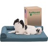 Furhaven Orthopedic Dog Bed for Medium/Small Dogs w/ Removable Bolsters & Washable Cover, For Dogs Up to 35 lbs – Two-Tone Plush Faux Fur & Suede L Shaped Chaise – Dark Sage, Medium(Bluestone)