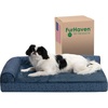Furhaven Orthopedic Dog Bed for Medium/Small Dogs w/ Removable Bolsters & Washable Cover, For Dogs Up to 35 lbs – Two-Tone Plush Faux Fur & Suede L Shaped Chaise – Dark Sage, Medium(Blue Almonds)