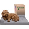 Furhaven Orthopedic Dog Bed for Medium/Small Dogs w/ Removable Bolsters & Washable Cover, For Dogs Up to 35 lbs – Two-Tone Plush Faux Fur & Suede L Shaped Chaise – Dark Sage, Medium(Titanium)