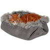 Furhaven Self-Warming Cat Bed for Indoor Cats, 4-Beds-in-1 & Washable – Plush Long Faux Fur Convertible Cuddler – Gray, Small(Small)
