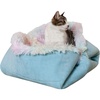 Furhaven Self-Warming Cat Bed for Indoor Cats, 4-Beds-in-1 & Washable – Plush Long Faux Fur Convertible Cuddler – Rainbow, Large