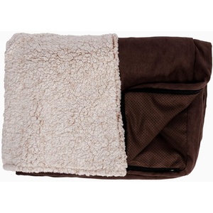 FurHaven Dog Bed Cover Replacement, Sofa-Style Design with Soft, Breathable Fabric for Cozy Comfort, Machine Washable, Jumbo Plus XXL, Plush & Velvet Waves, Brownstone(Blanket Top – Berber & Suede (Espresso))