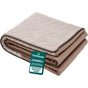 FurHaven Dog Bed Cover Replacement, Sofa-Style Design with Soft, Breathable Fabric for Cozy Comfort, Machine Washable, Jumbo Plus XXL, Plush & Velvet Waves, Brownstone(Brownstone)
