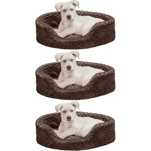FurHaven Dog Bed for Small Dogs, Oval Lounger with Soft Pillow Cushion Insert for Cozy Comfort, Removable Washable Cover, Small, Faux Fur & Suede, Gray(Peluche chocolate.)