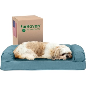 FurHaven Orthopedic Dog Bed for Large Dogs, Sofa-Style with Cool Gel-Top Foam with a Solid Orthopedic Foam Base for Joint Support, Removable Washable Cover, Jumbo XL, Plush & Suede, Gray(Deep Pool)